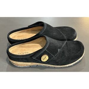 Women's Ezra Button Wrap Slip-On Clogs Black Suede Womens Size 8.5